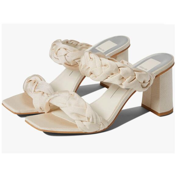 Dolce Vita Pheby Heel Beige Silk Textile Size 7 NIB Sophisticated Formal Slip-On - Picture 1 of 14